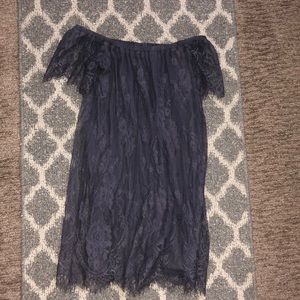 Dark purple off the shoulder dress